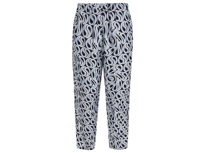 Pantaloni stampati con elastico Marni in seta multicolore