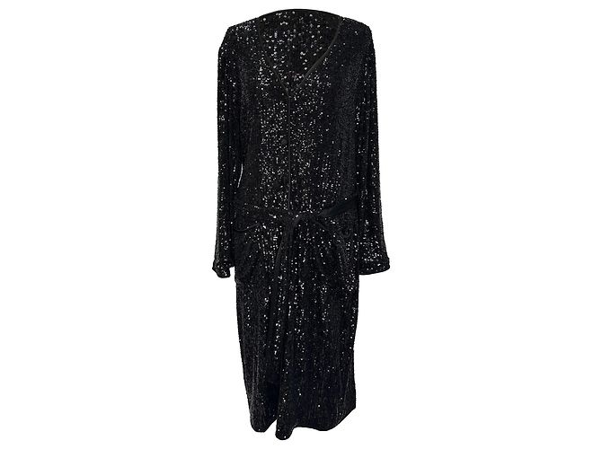 Pailletten-Maxikleid Diane von Furstenberg aus schwarzer Polyamid