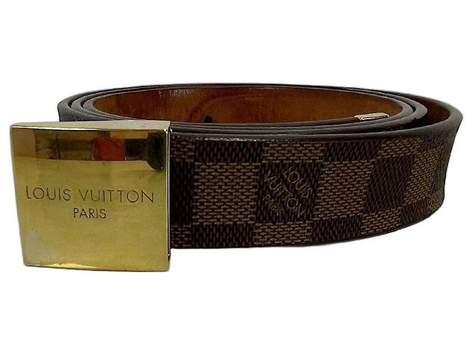 Louis Vuitton Damier Ebene Leather Belt Brown