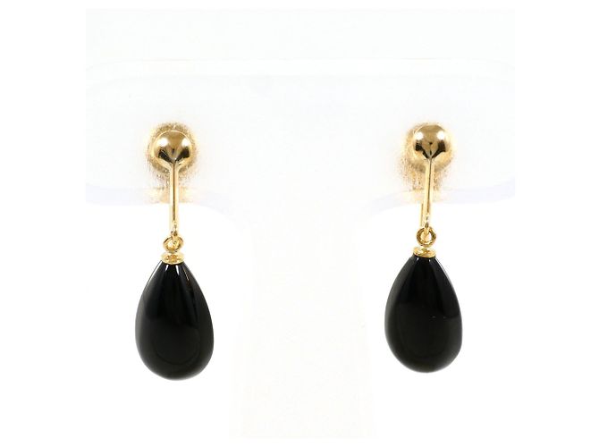 Autre Marque Orecchini a clip in oro giallo 18K con onice D'oro