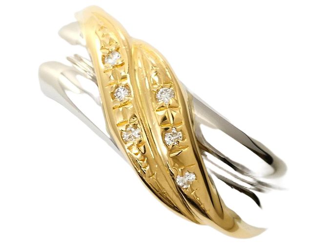 Autre Marque Platin- und Gelbgold-Ring mit Diamant Golden
