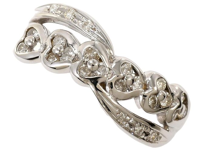 Autre Marque Anillo de banda en oro blanco de 18K con diamante Dorado