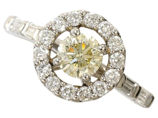 Autre Marque Platin-Ring mit gelbem Diamanten