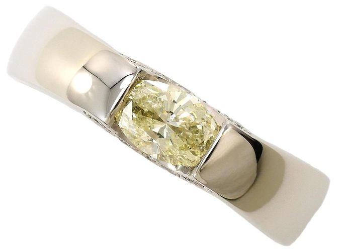 Autre Marque Anillo de banda de platino con diamante amarillo