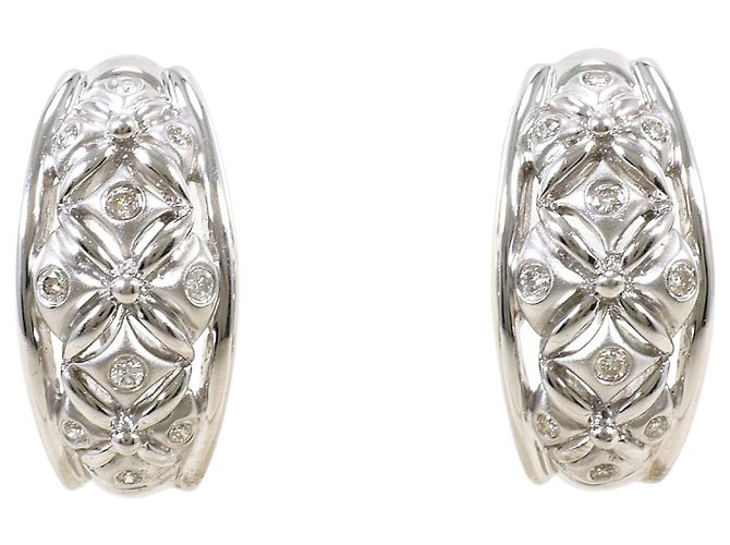 Autre Marque Orecchini a lobo in oro bianco 18K e diamanti D'oro