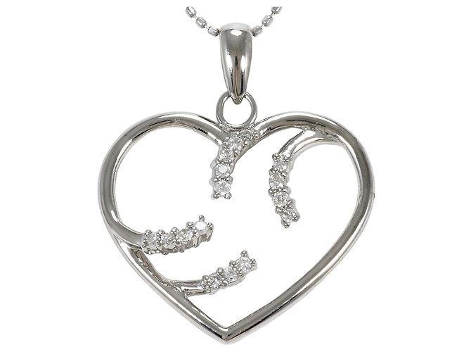 Autre Marque Collar de oro blanco de 18K con diamante Dorado
