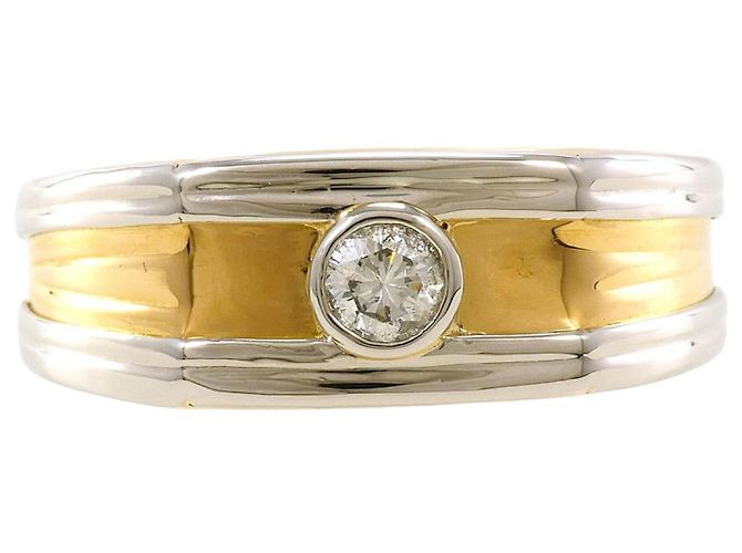Autre Marque Anillo de banda en oro amarillo de 20K con diamantes Blanco