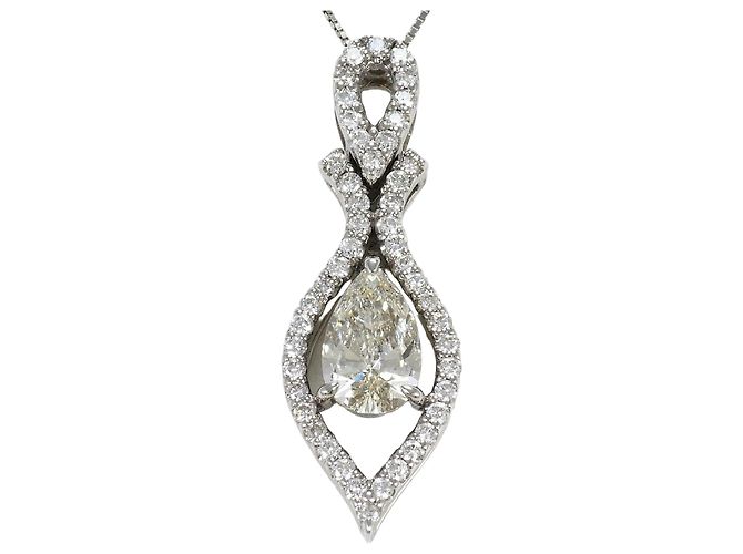Autre Marque Collar de oro blanco de 18K con diamante amarillo Dorado