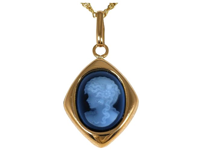 Autre Marque 18K Gelbgoldhalskette mit Stein-Cameo Golden