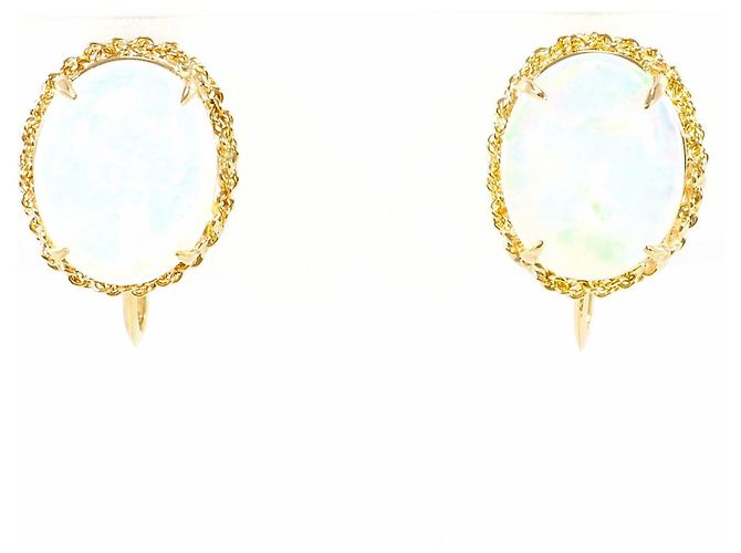 Autre Marque Orecchini a clip in oro giallo 18K con opale D'oro