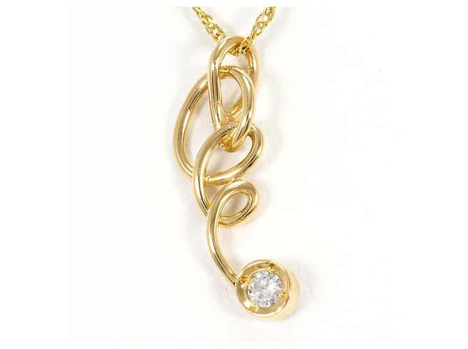 Autre Marque 18K Gelbgoldhalskette mit Diamant Golden