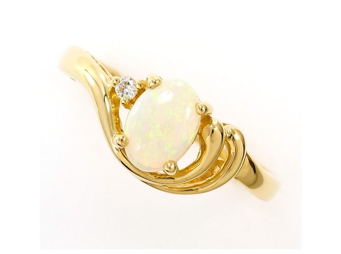 Autre Marque 18K Gelbgold-Ring mit Opal und Diamant Golden