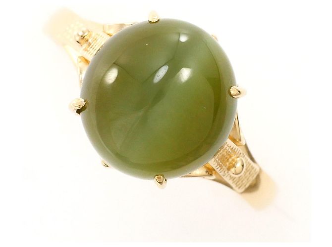 Autre Marque 10K Gelbgold-Ring mit Katzenaugenstein Golden