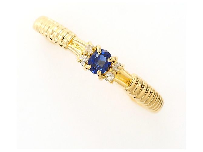 Autre Marque 18K Gelbgold-Ring mit Saphir und Diamant Golden