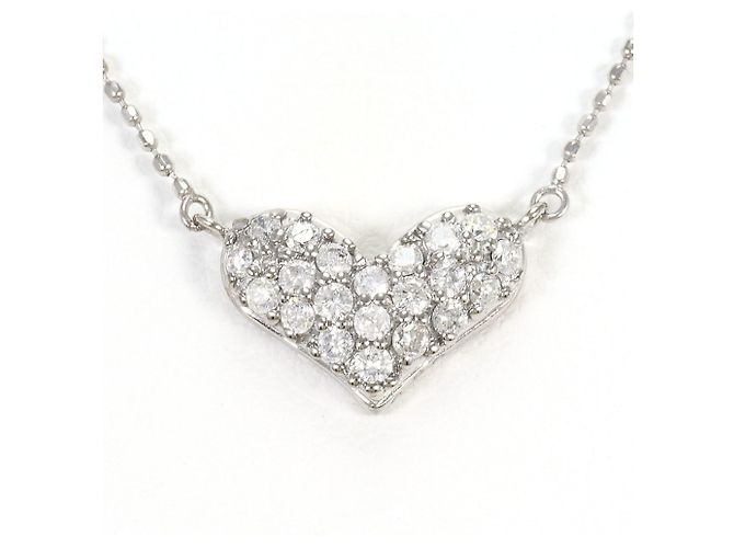 Autre Marque Colar de ouro branco 14K com diamante Dourado