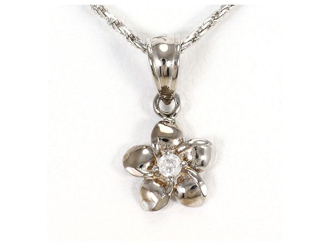 Autre Marque Collar de oro blanco de 14K con circonia Dorado