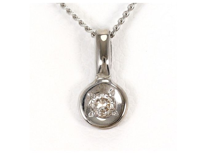 Autre Marque K14 14K Weißgold-Halskette mit Diamant Golden