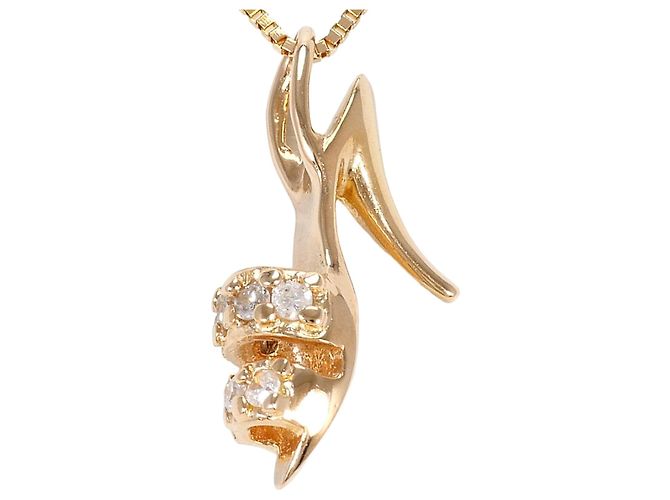 Autre Marque Collar de oro rosa de 14K con diamante Dorado