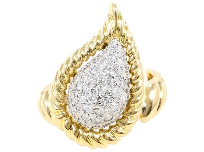 Autre Marque Aliança de platina e ouro amarelo com diamantes Dourado