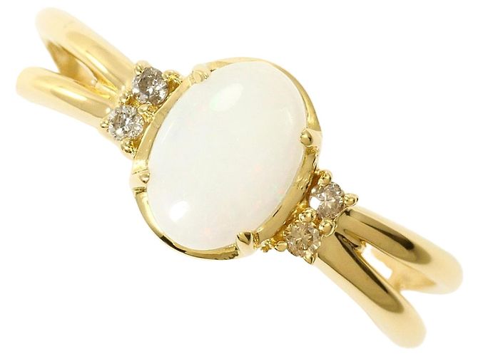 Autre Marque 18K Gelbgold-Ring mit Opal und Diamant Golden