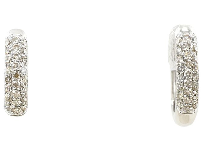 Autre Marque Pendientes de aro en platino PT900 con diamantes
