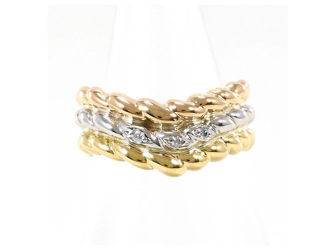 Autre Marque Anello elegante a tre fasce metalliche D'oro