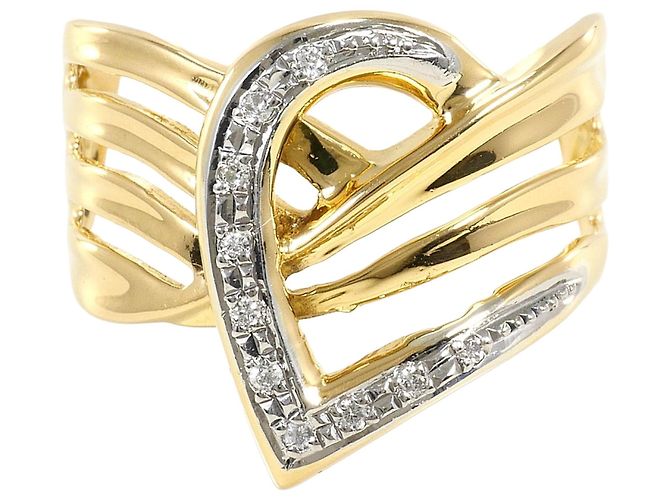 Autre Marque Eleganter 18K Gelbgold- und Platin-Ring Golden