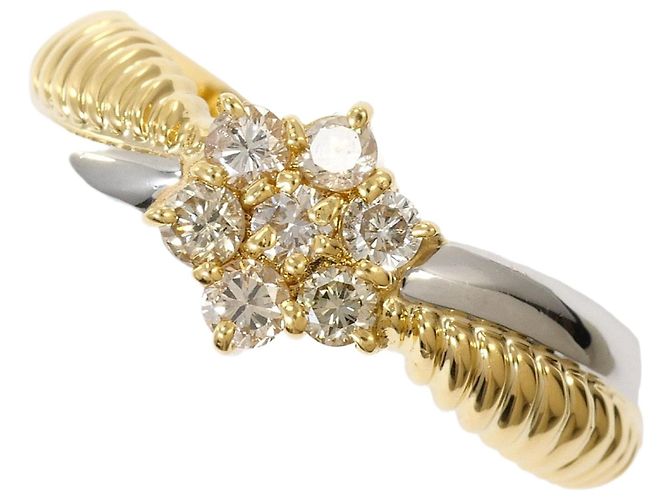 Autre Marque Aliança de platina e ouro amarelo com diamantes Dourado