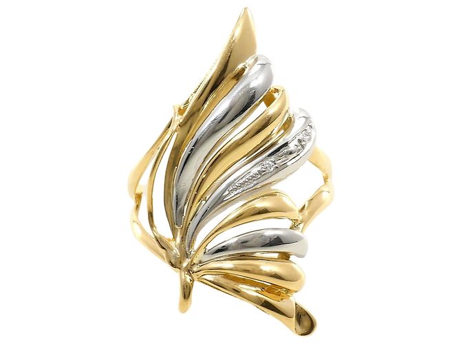 Autre Marque PT900 Platin- und 18K Gelbgold-Ring mit Diamant Golden
