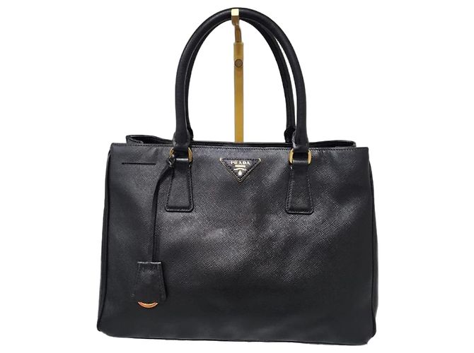 Prada Galleria Medium Saffiano Cuir Double Zip Tote - Noir