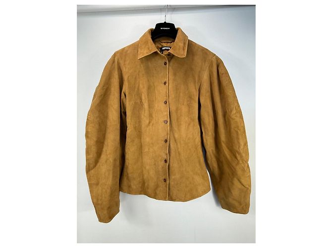 ROTATE Suede Fitted Shirt Brown