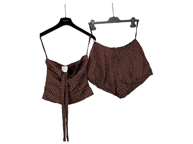 Autre Marque POSSE Tencel-Baumwolle Set mit braunem Polka Dot Muster