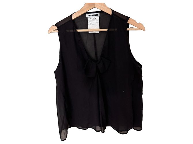Top senza maniche nero trasparente con dettaglio fiocco Jil Sander