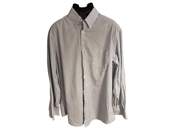 Gestreiftes Baumwollhemd Brunello Cucinelli Weiß Blau