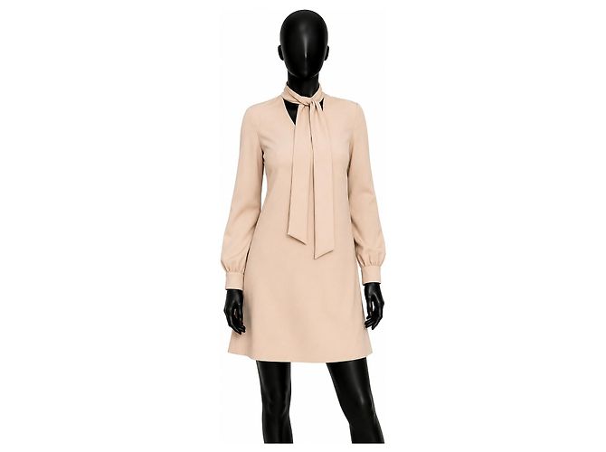 Autre Marque Super Blond Beiges Polyesterkleid mit Schleife