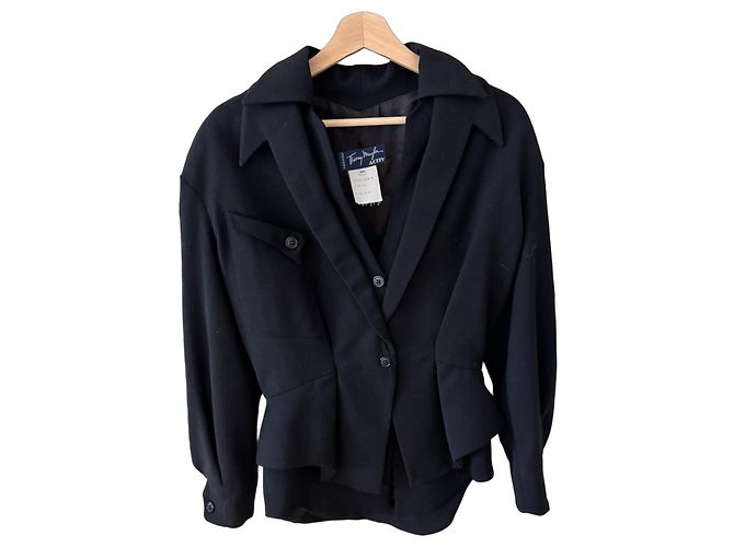 Thierry Mugler Activ Black Wool Blend Blazer