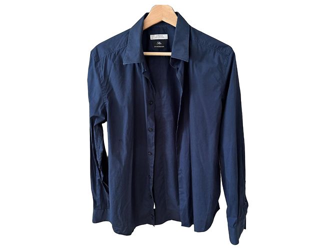 Autre Marque Camicia in cotone blu navy slim fit Versace Collection Blu scuro