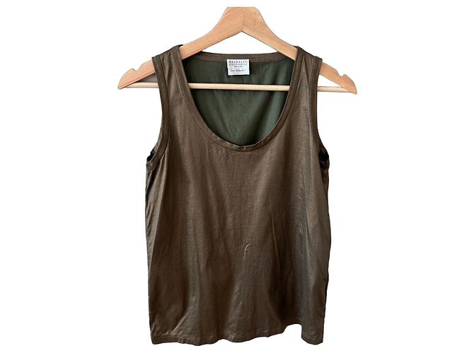 Canotta metallizzata Brunello Cucinelli Marrone