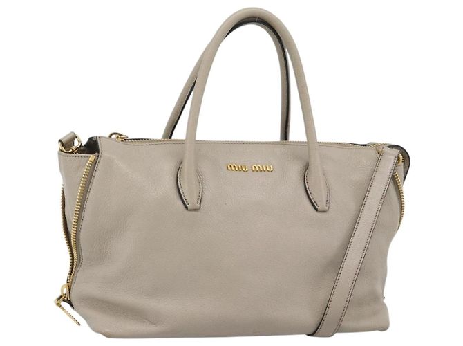 Bolso Miu Miu de cuero 2 formas Gris Oro Auth 187574V Castaño Dorado