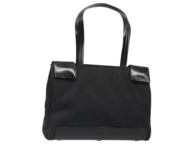 Borsa PRADA in nylon nero argento Auth ka4784A