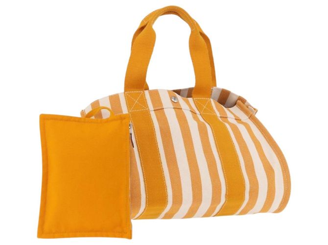Hermès HERMES Cannes PM Handtasche Canvas Gelb Silber Authentisch 186325A