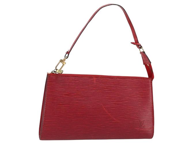 LOUIS VUITTON Epi Pochette Accessoires Cartera Roja M52947 LV Auth 184334