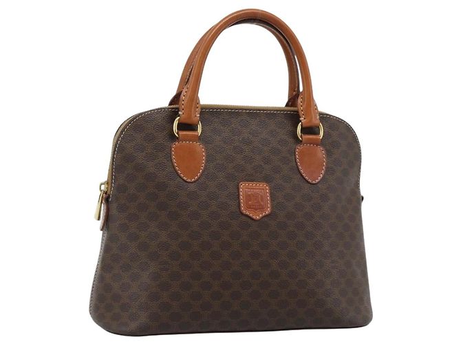 Céline Bolso CELINE Macadam Canvas PVC Cuero Marrón Oro Auth 187333A Castaño Dorado