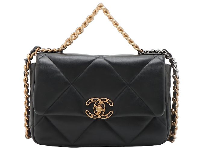 Borsa CHANEL 19 Medium in pelle di agnello trapuntata Nera Nero