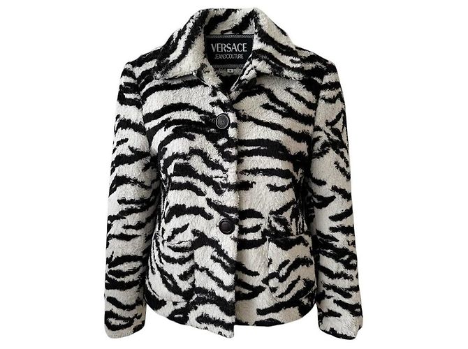 Webra-Print Kunstpelzjacke Versace Jeans Couture Schwarz Weiß Zebra-druck