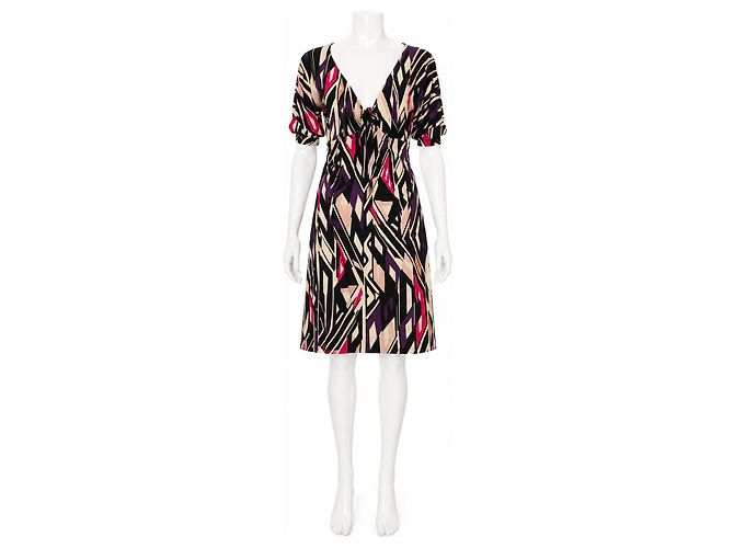 Diane von Furstenberg Abito in Seta Kitt Nero Rosa Multicolore Beige Porpora