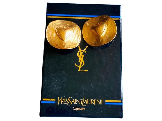 Yves Saint Laurent Orecchini pendenti a cuore dorati D'oro