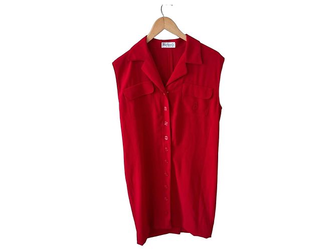 Burberrys Ärmelloses Hemdkleid Rot