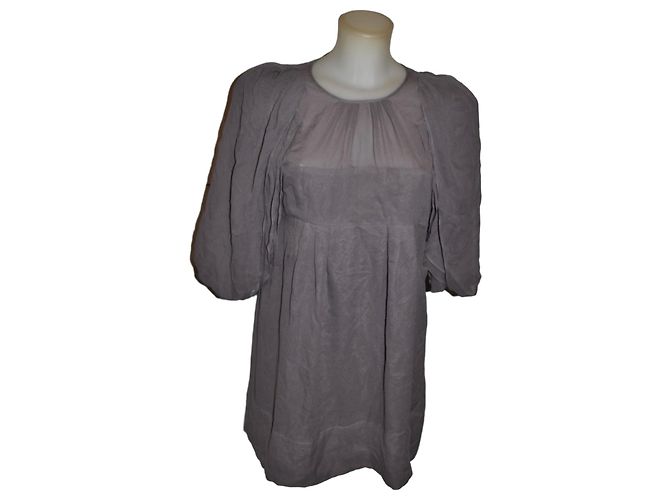 Vestido Mini de Seda Vanessa Bruno Cinza