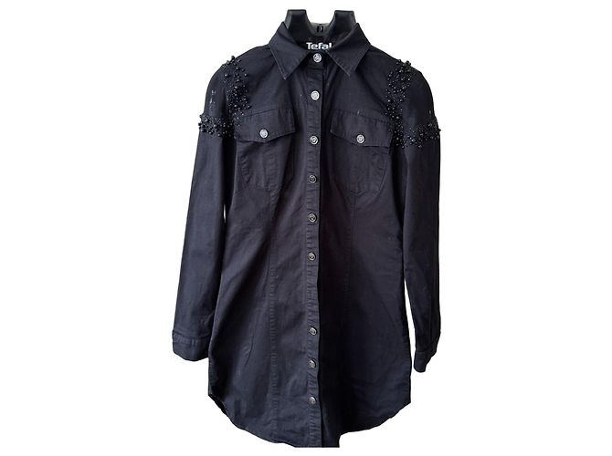 Abito camicia nero con stelle decorate Philipp Plein